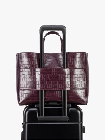 Haven 16" Laptop Tote in Croc-Embossed