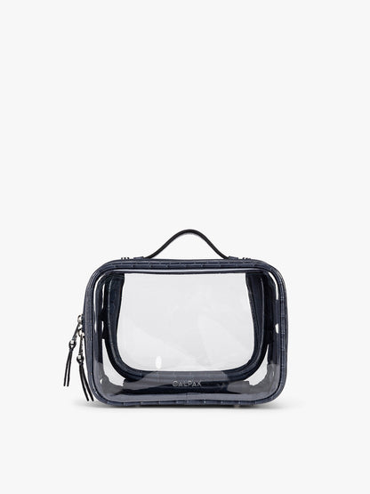 Small Clear Cosmetics Case in Croc-Embossed
