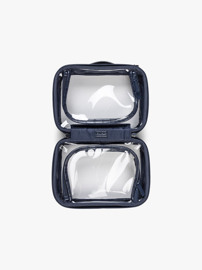 Small Clear Cosmetics Case in Croc-Embossed