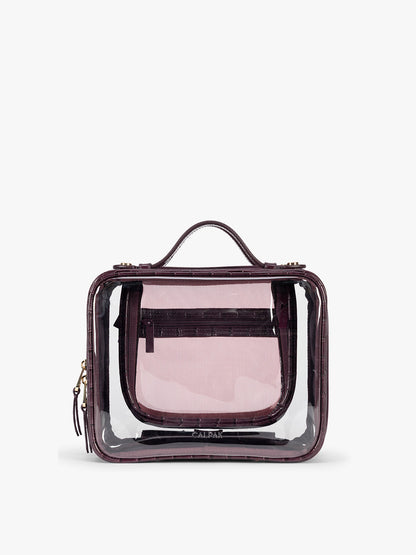 Medium Clear Cosmetics Case in Croc-Embossed